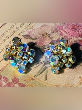 Beautiful Vintage AB Clip On Earrings